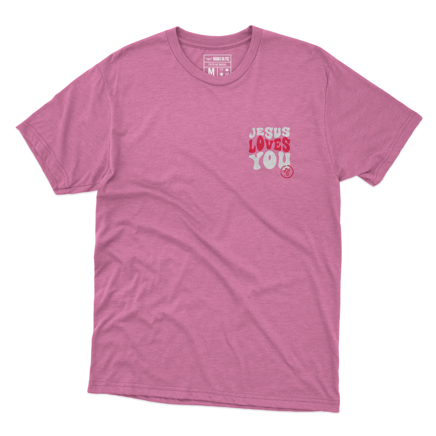CAMISETA ADULTO UNISSEX JESUS LOVES ROSA 01 - O RETIRO