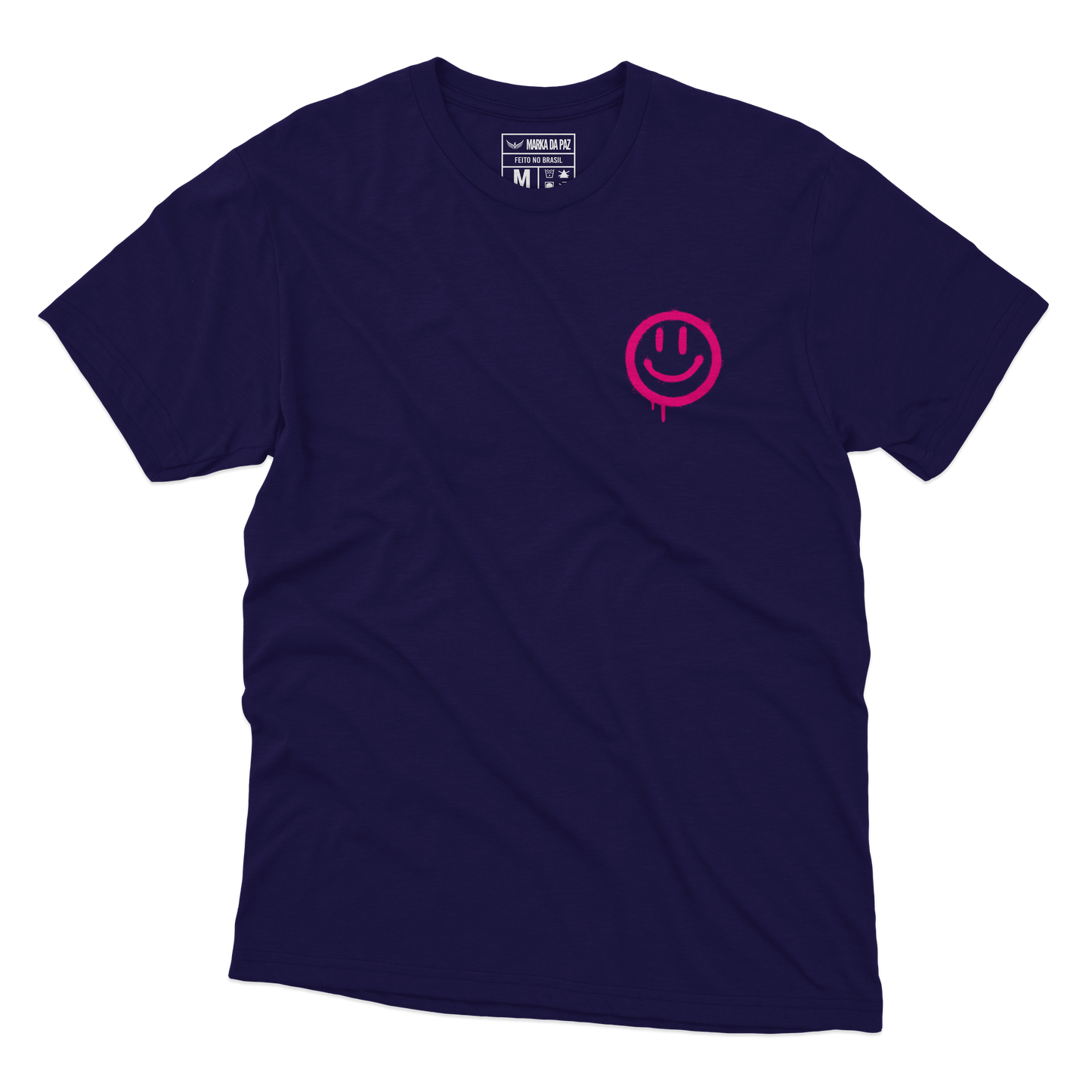 CAMISETA JESUS MAKE ME SMILE AZUL MARINHO COM ROSA FLOURECENTE - O RETIRO