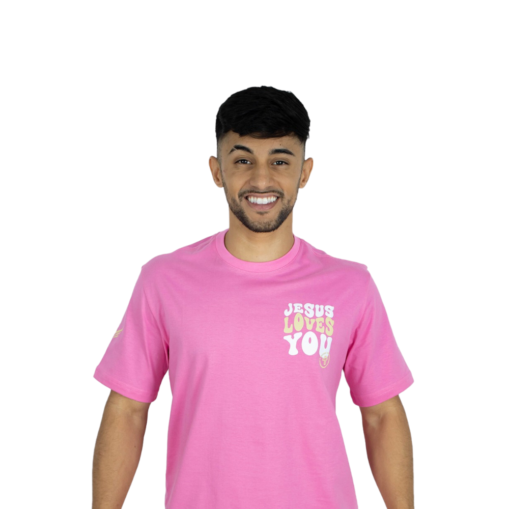 CAMISETA ADULTO UNISSEX JESUS LOVES ROSA 02- O RETIRO