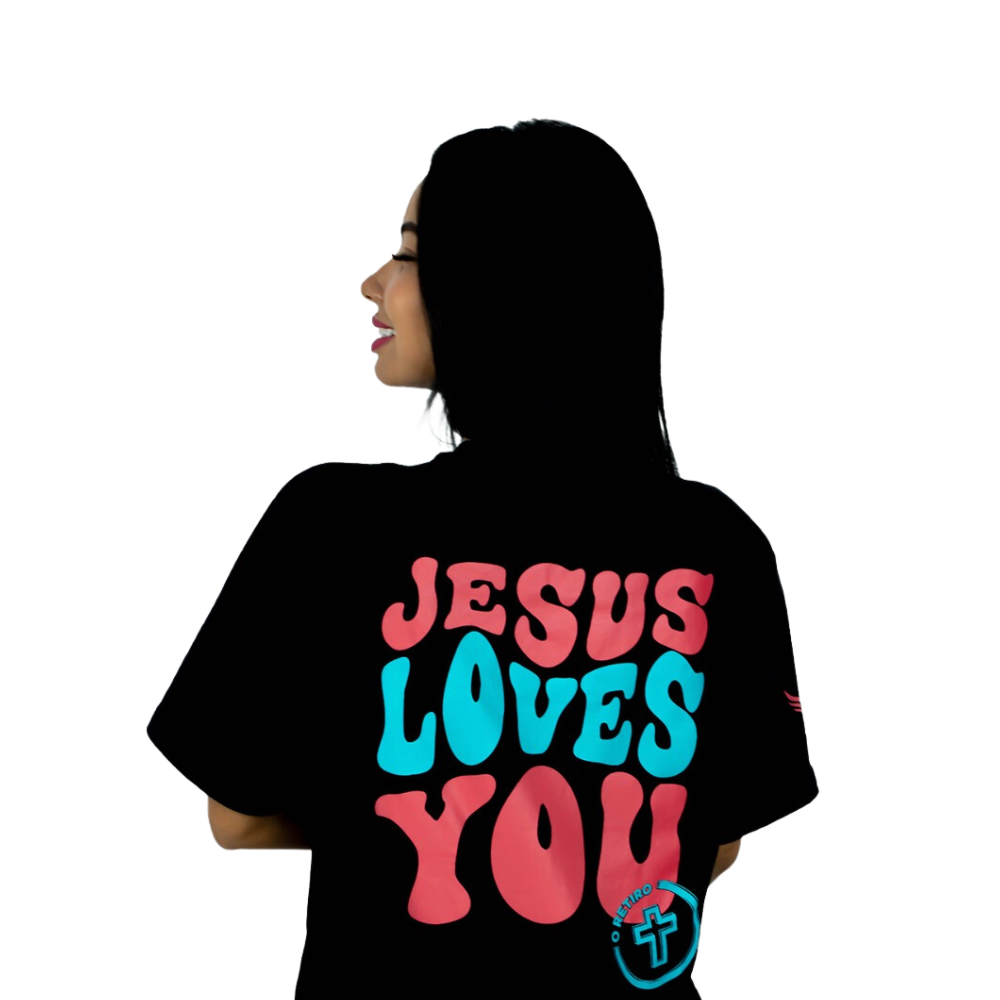 CAMISETA JESUS LOVES YOU PRETA - O RETIRO
