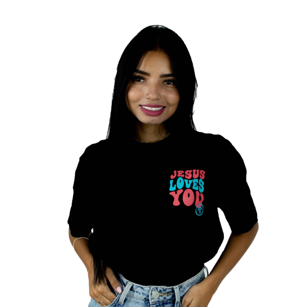 CAMISETA JESUS LOVES YOU PRETA - O RETIRO