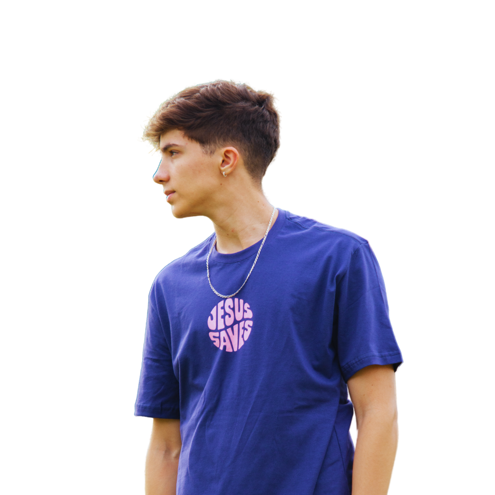 CAMISETA JESUS SAVES AZUL MARINHO - O RETIRO