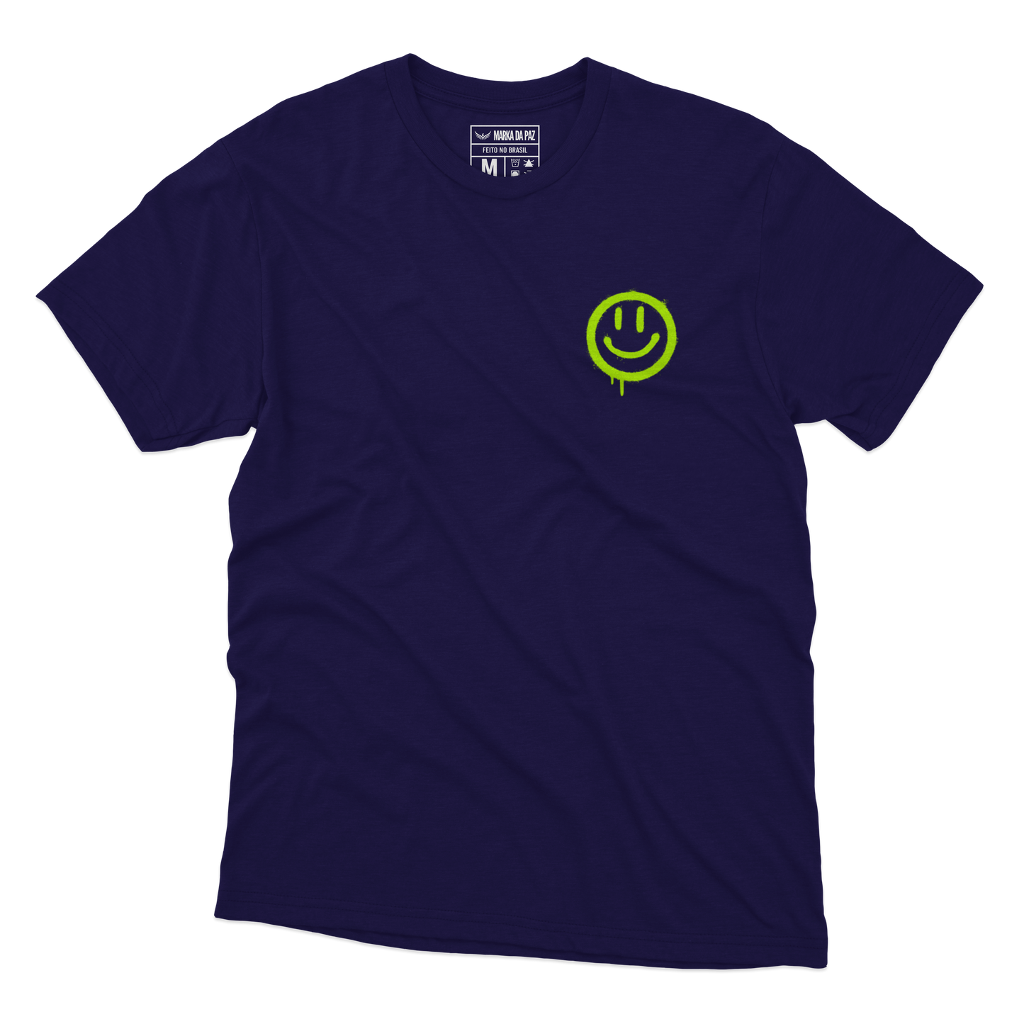 CAMISETA JESUS MAKE ME SMILE AZUL MARINHO COM VERDE FLOURECENTE - O RETIRO