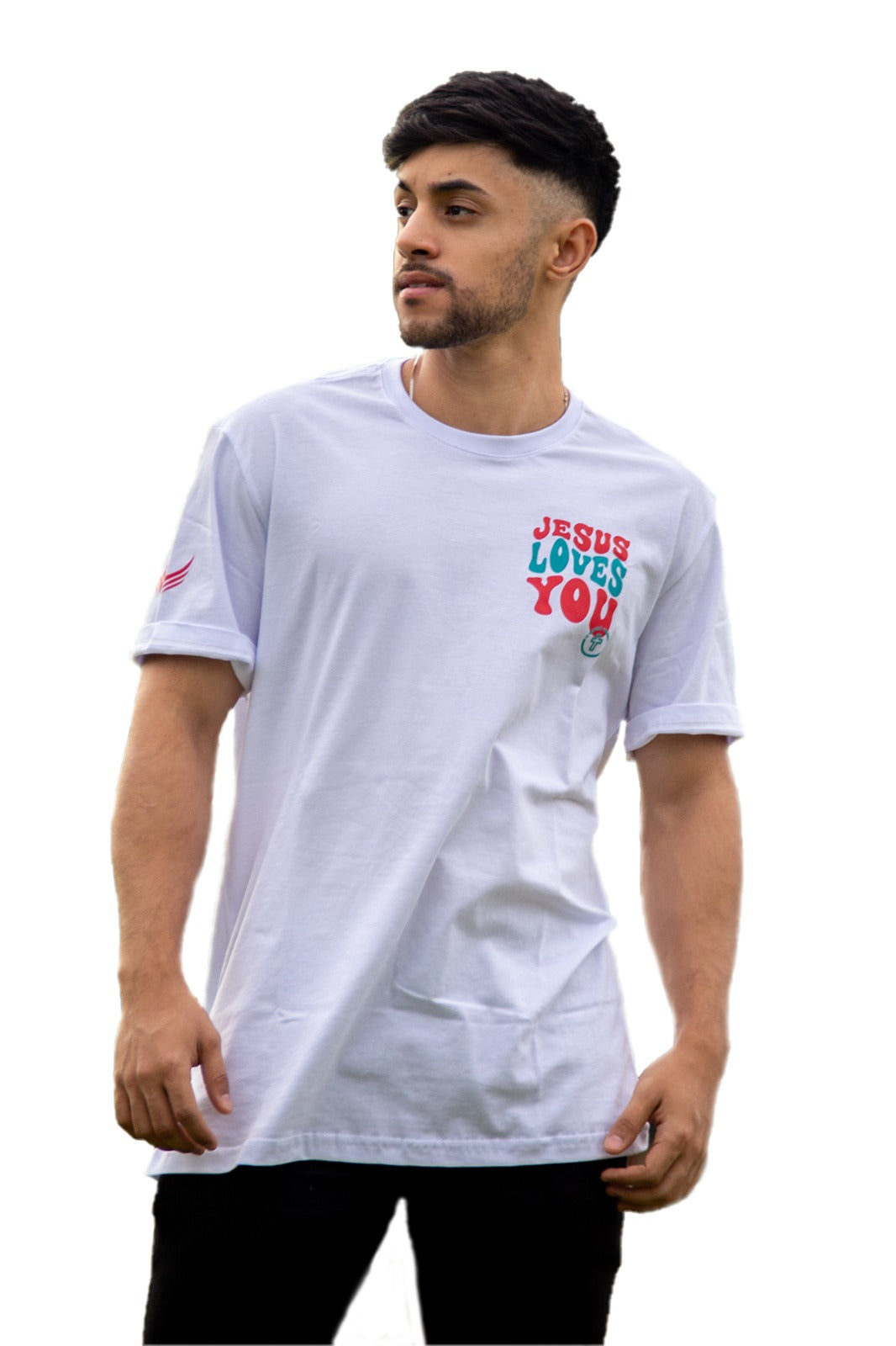 CAMISETA JESUS LOVES YOU BRANCA - O RETIRO