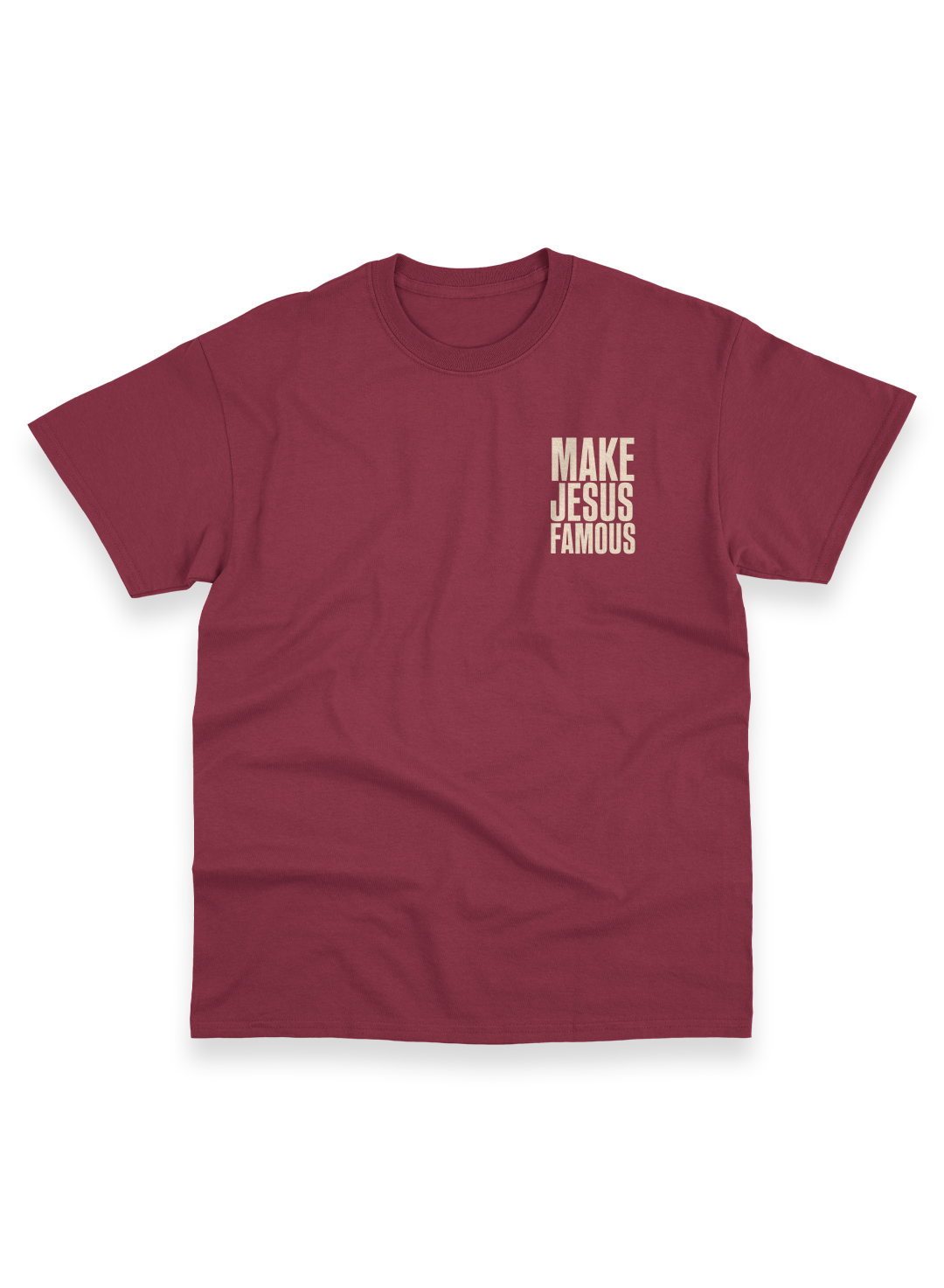 CAMISETA MAKE JESUS FAMOUS - BORDÔ