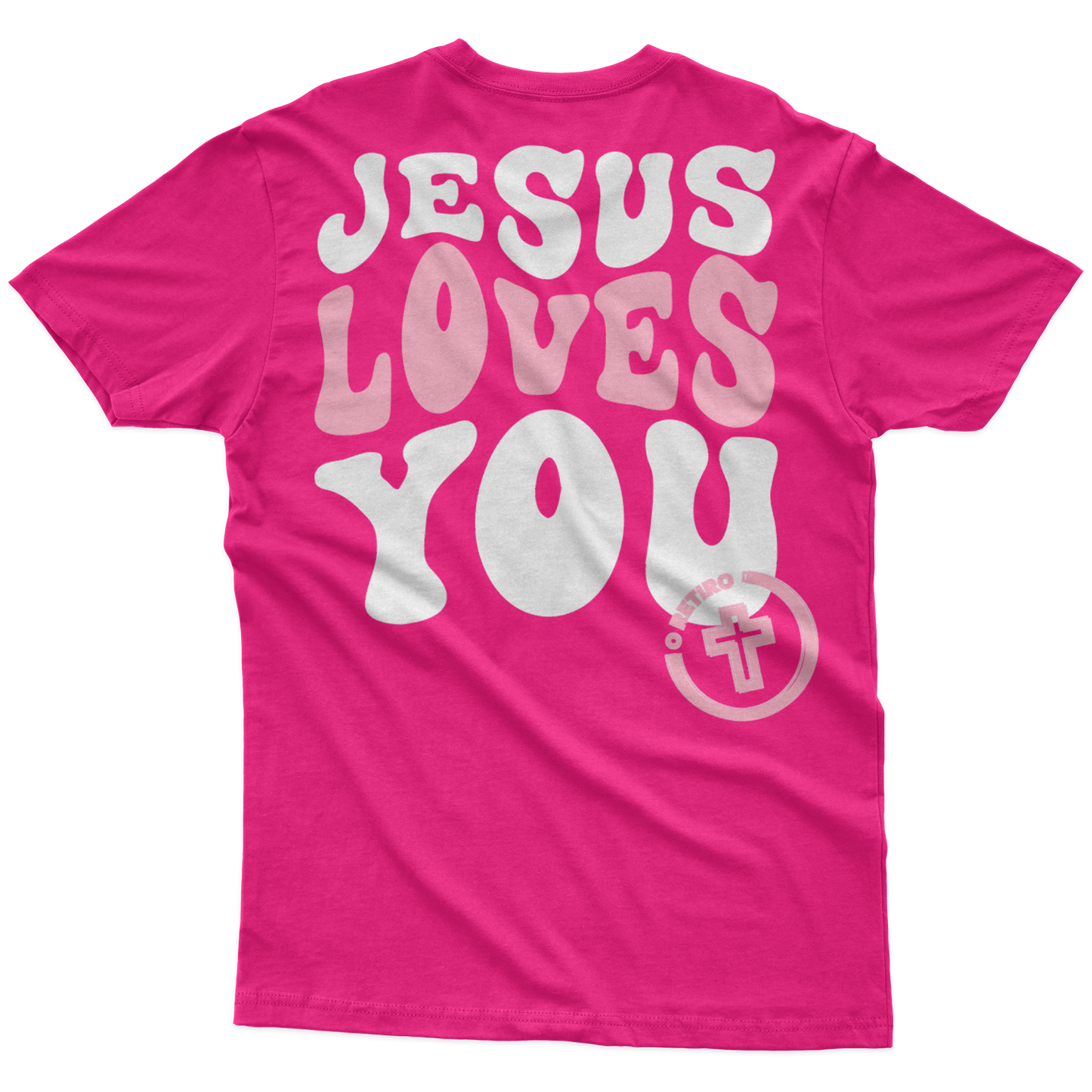 CAMISETA ADULTO ROSA JESUS LOVES ROSA 03 O RETIRO