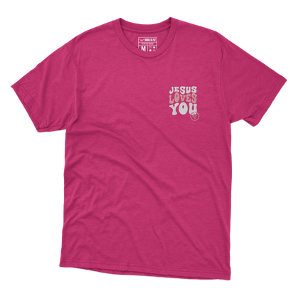 CAMISETA ADULTO ROSA JESUS LOVES ROSA 03 O RETIRO