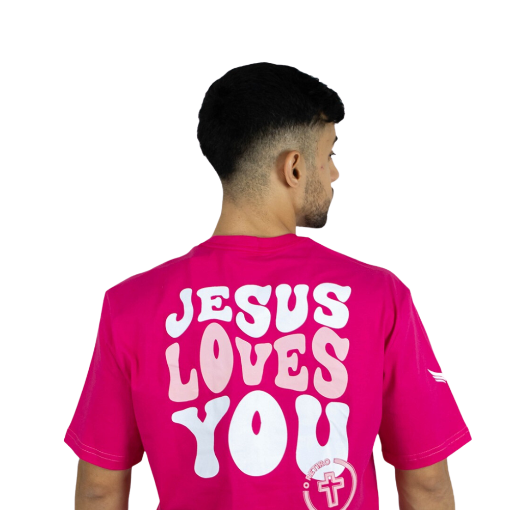 CAMISETA ADULTO ROSA JESUS LOVES ROSA 03 O RETIRO