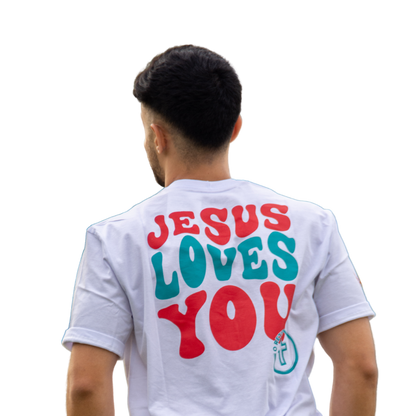 CAMISETA JESUS LOVES YOU BRANCA - O RETIRO