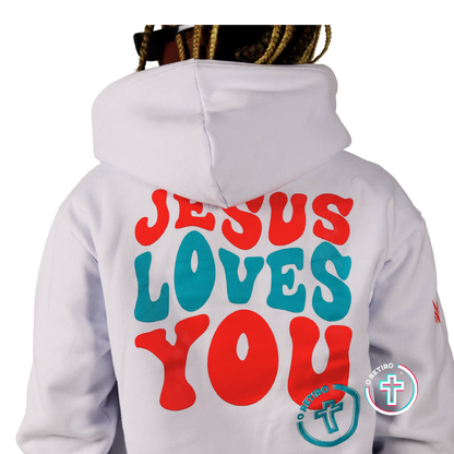 MOLETOM ADULTO BRANCO JESUS LOVES YOU